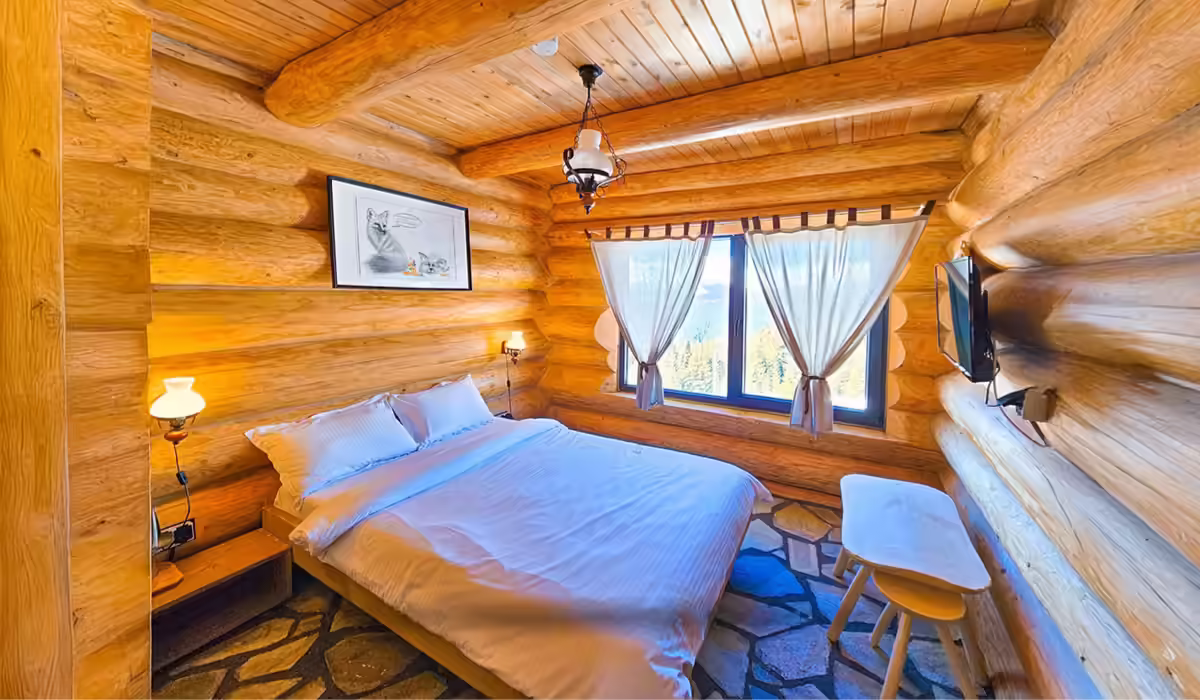 Cameră dublă cu fereastră spre Munții Parâng, Cabana Alaska