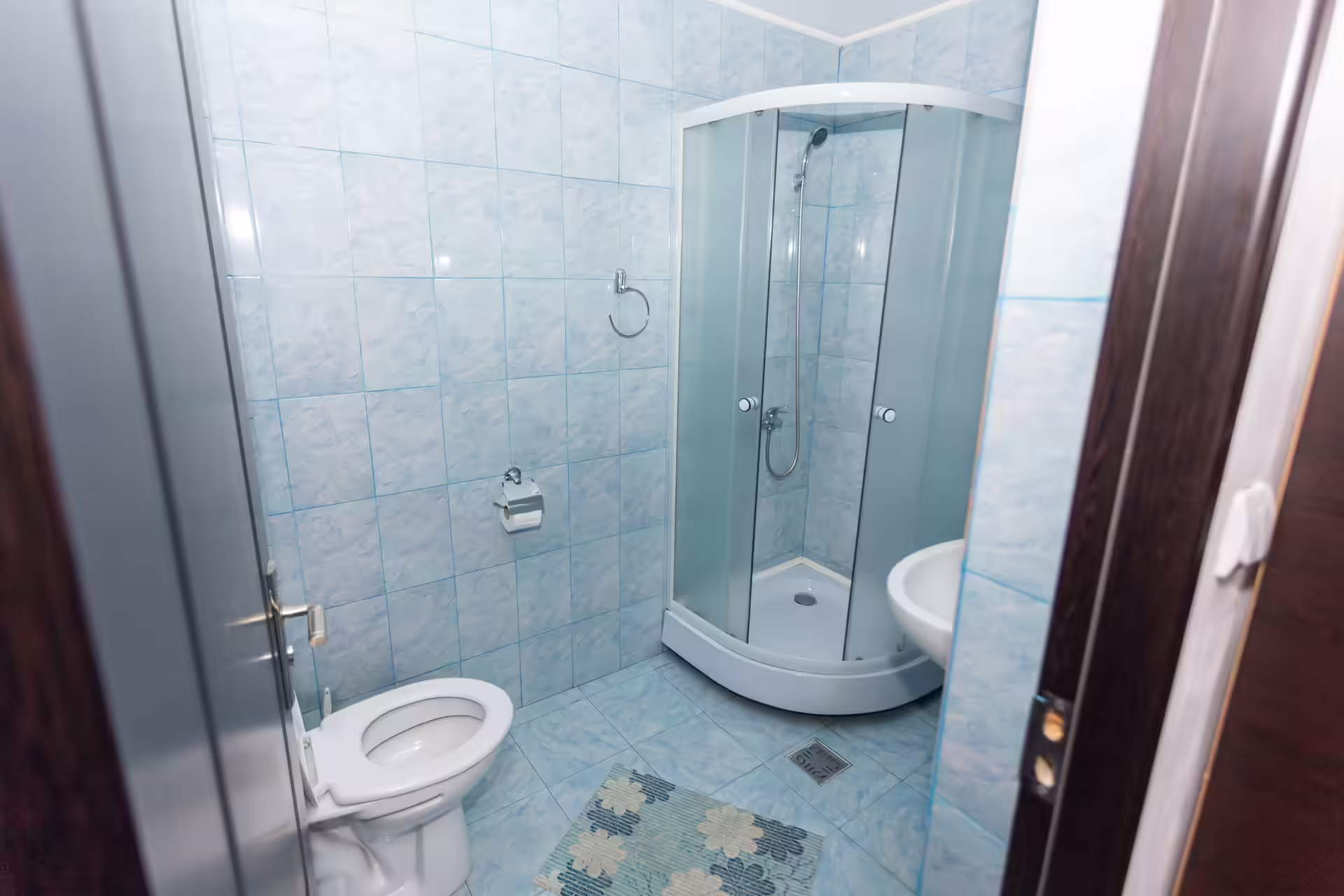 Baie cu cabină de duș la Casa Leu, Lunca Jariștei Baie cu cabină de duș la Casa Leu, Lunca Jariștei