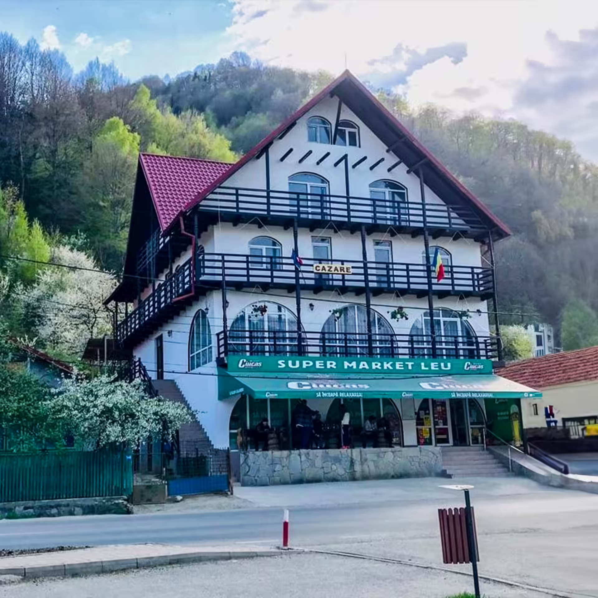 Casa Leu din Lunca Jariștei, exteriorul pensiunii văzut din stradă Casa Leu din Lunca Jariștei, exteriorul pensiunii văzut din stradă