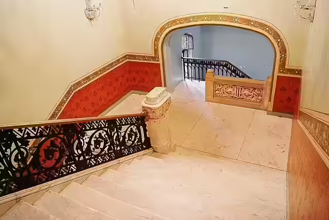 Scara interioară cu balustradă de fier forjat, Castelul Cantacuzino