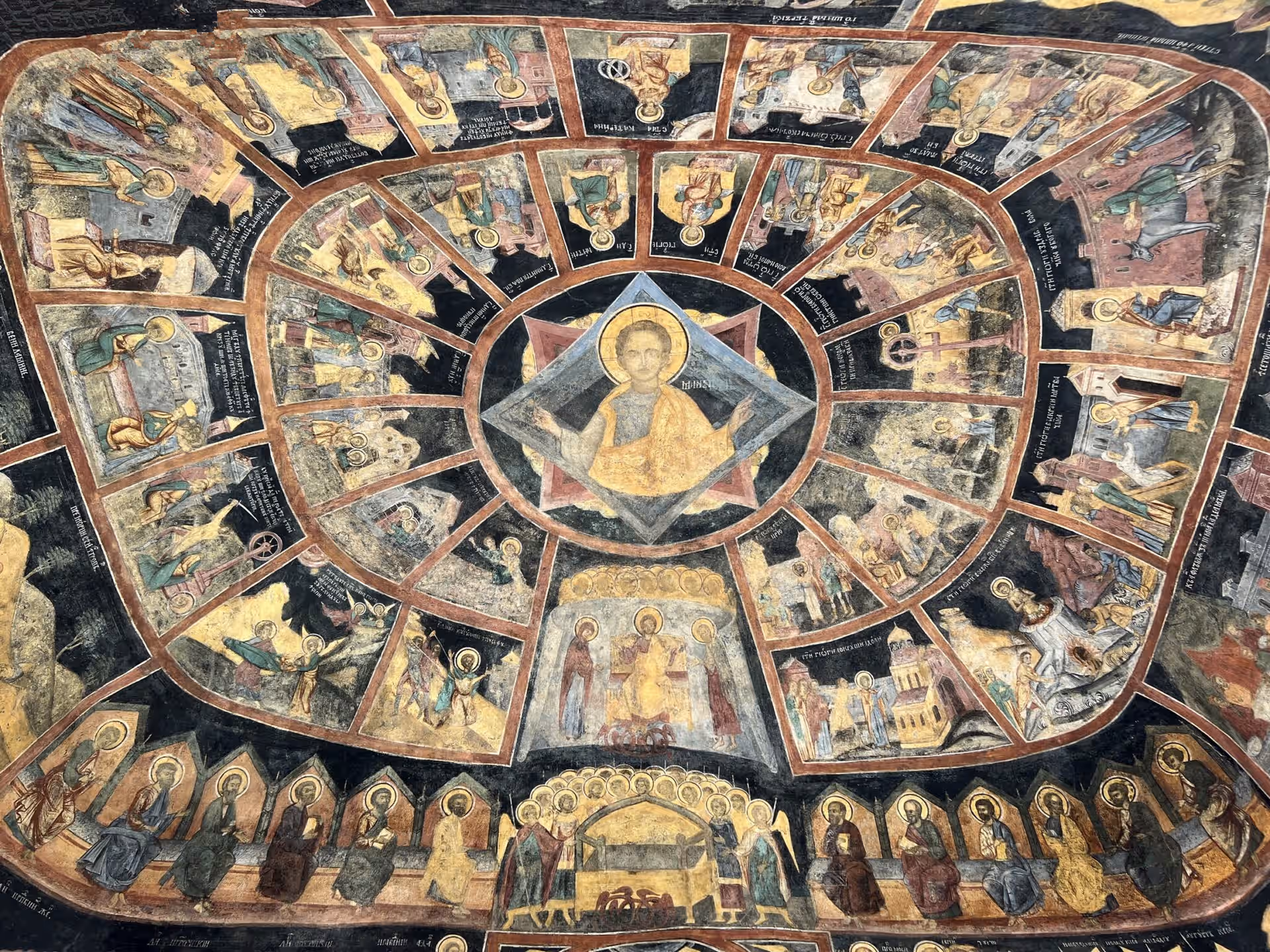 Pictură murală pe bolta pridvorului Bisericii Vechi, Mănăstirea Sinaia